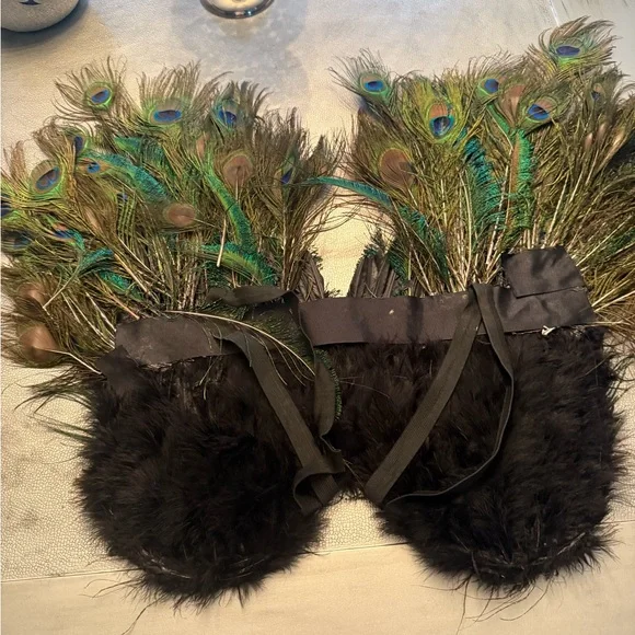Elegant Peacock Feather wings for Halloween costume or masquerade - Picture 3 of 4